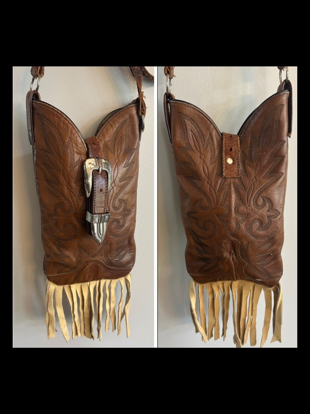 Handmade Cowboy Boot Crossbody Shoulder Bag Purse Festival Recycled Western